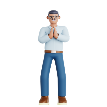 Man Praying  3D Illustration