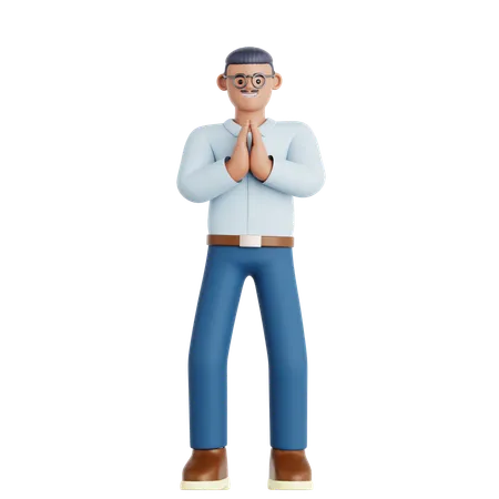 Man Praying  3D Illustration