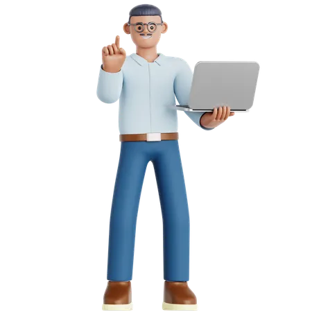 Man Presentation with Laptop  3D Illustration