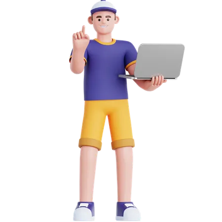 Man Presentation with Laptop  3D Illustration