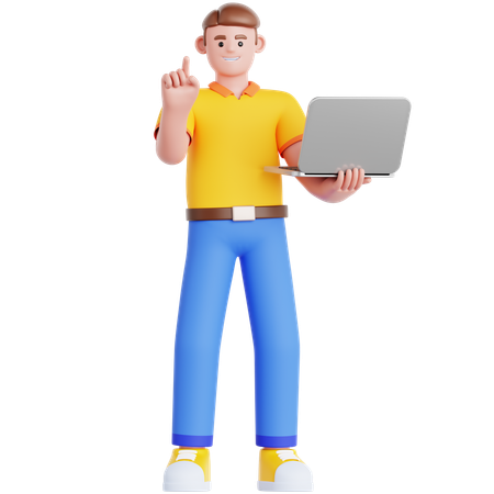 Man Presentation with Laptop  3D Illustration