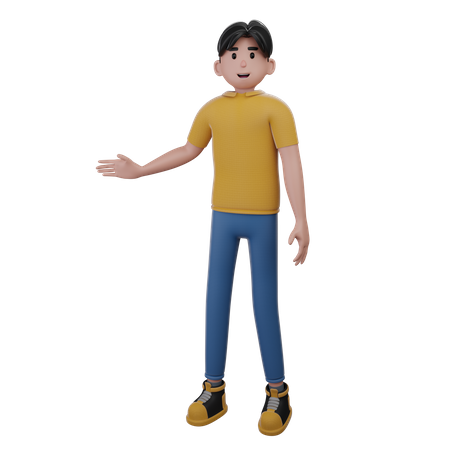 Man Presenting At Left Side  3D Illustration