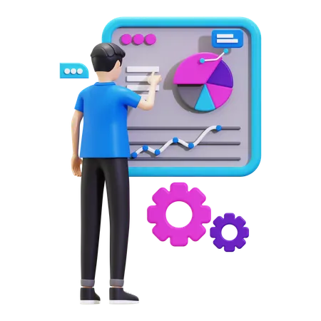 Man Presenting Data Report Results  3D Illustration