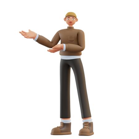 Man Presenting Something  3D Illustration