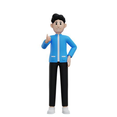 Man presenting something while standing and smiling  3D Icon