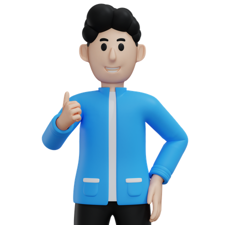 Man presenting something while standing and smiling  3D Icon