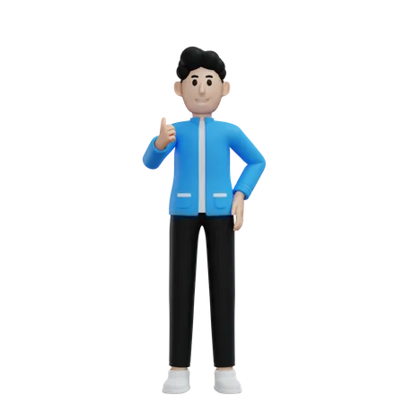 Man presenting something while standing and smiling  3D Illustration