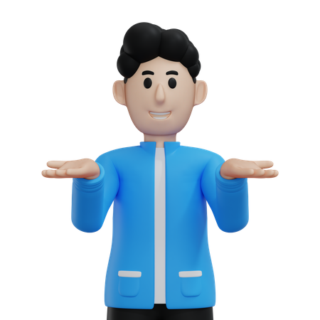 Man presenting something while standing and smiling  3D Illustration