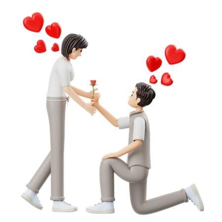 Man Propose To Girl  3D Illustration