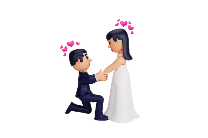 Man Proposes Girl  3D Icon