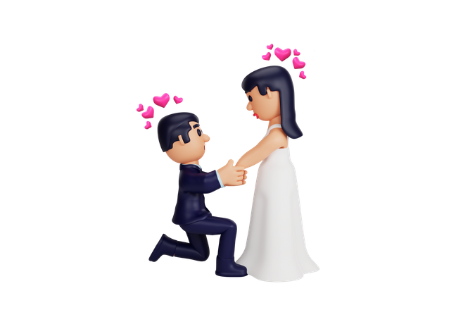 Man Proposes Girl  3D Illustration