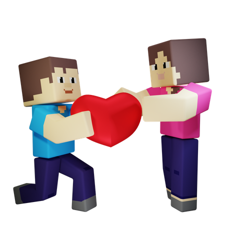 Man proposing girl  3D Icon