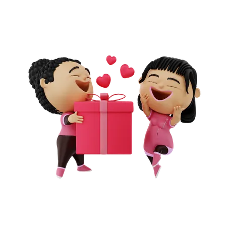 Man proposing girl  3D Illustration