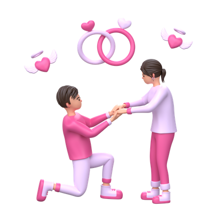 Man proposing his girlfriend  3D Illustration