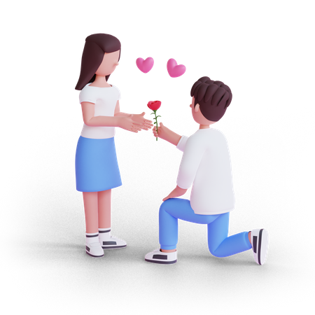Man proposing woman  3D Icon