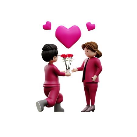 Man proposing woman  3D Icon