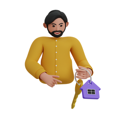 Man Purchase new home  3D Icon