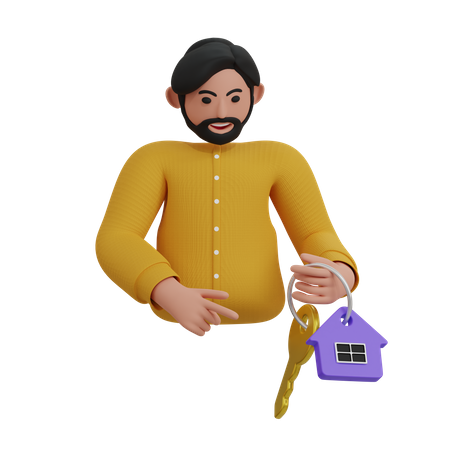 Man Purchase new home  3D Icon