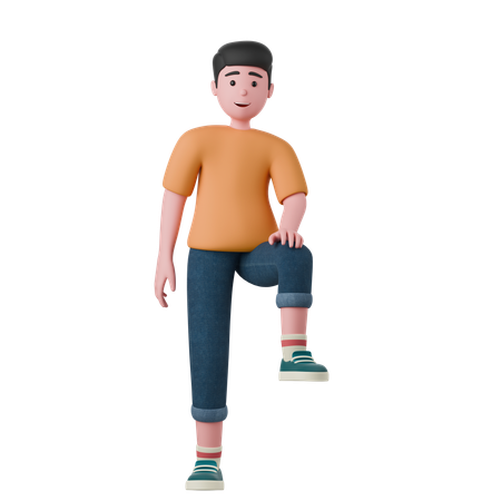 Man Put His Foot On An Object  3D Icon