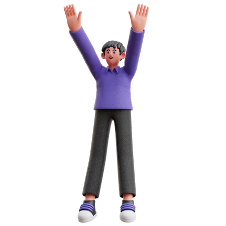 Man raising both hands  3D Illustration