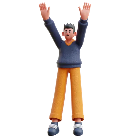 Man raising both hands  3D Illustration