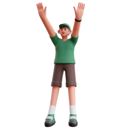 Man raising both hands  3D Illustration