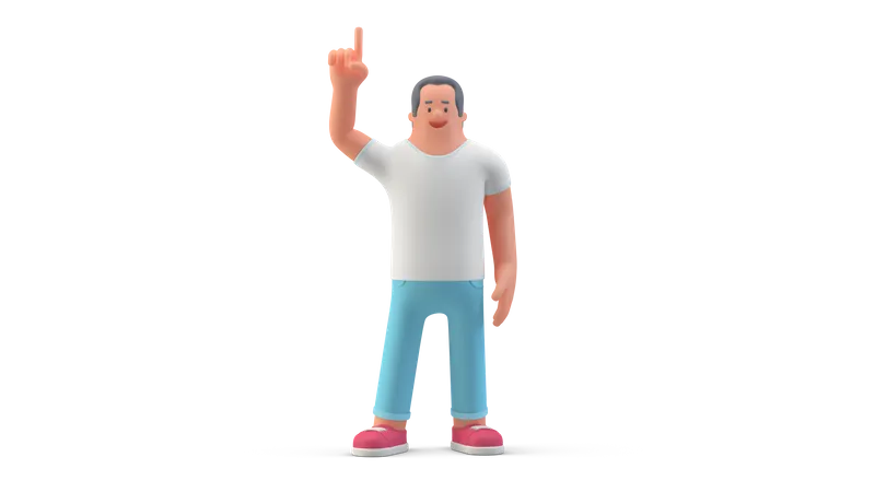 Man raising finger  3D Illustration