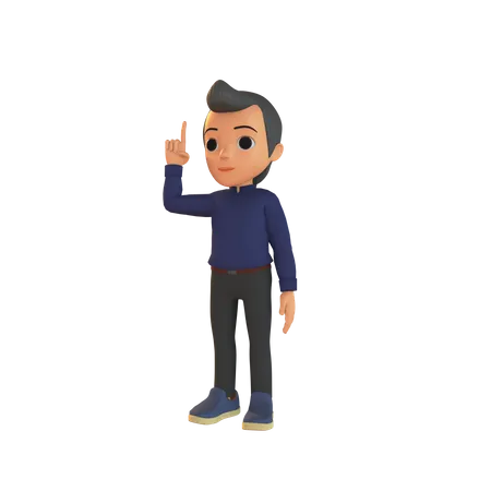 Man Raising Finger  3D Illustration