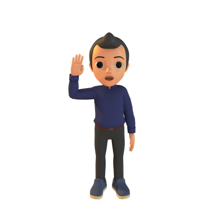 Man Raising Hand  3D Illustration