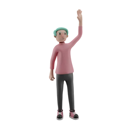 Man raising hand 3D Illustration