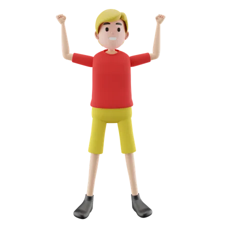 Man Raising Hand Pose  3D Illustration