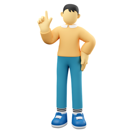 Man Raising One Finger  3D Icon