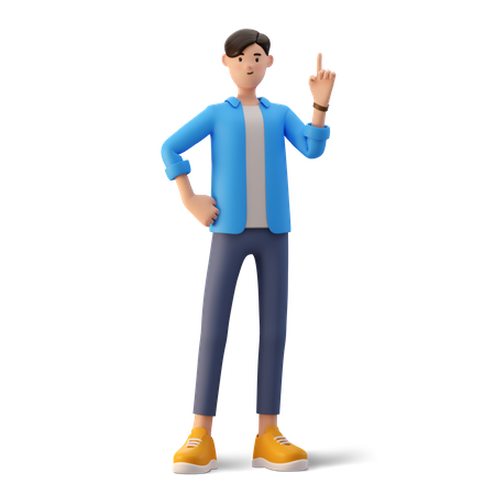 Man raising one finger  3D Illustration