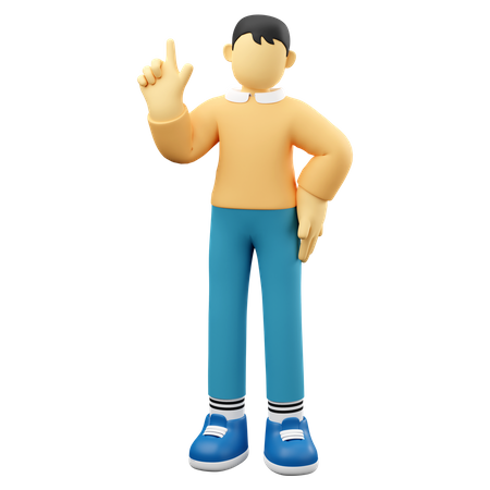 Man Raising One Finger 3D Illustration