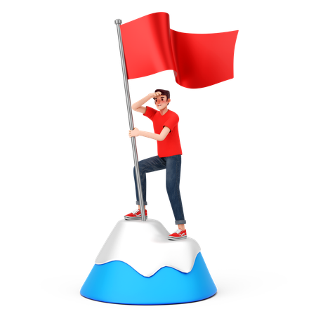 Man reaching to top for success  3D Illustration