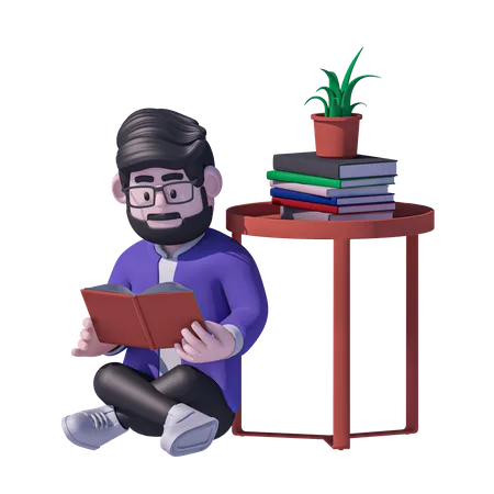 Man Read Book  3D Icon