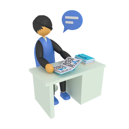 Man Reading  3D Illustration