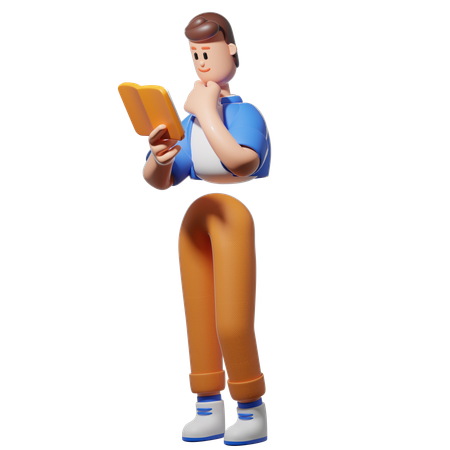 Man Reading A Book Seriously  3D Illustration