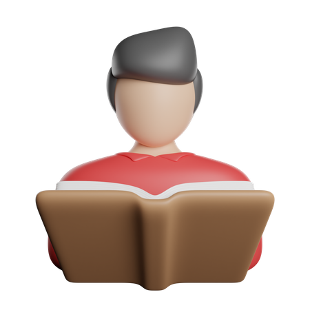 Man Reading Book  3D Icon