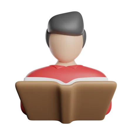 Man Reading Book  3D Icon