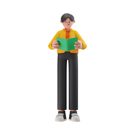 Man Reading Book  3D Illustration