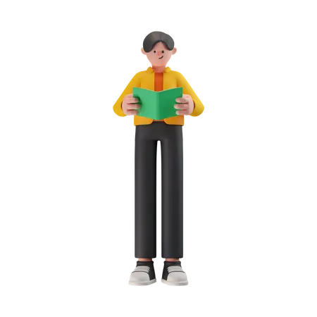 Man Reading Book  3D Illustration