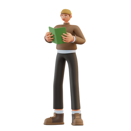 Man Reading Book  3D Illustration