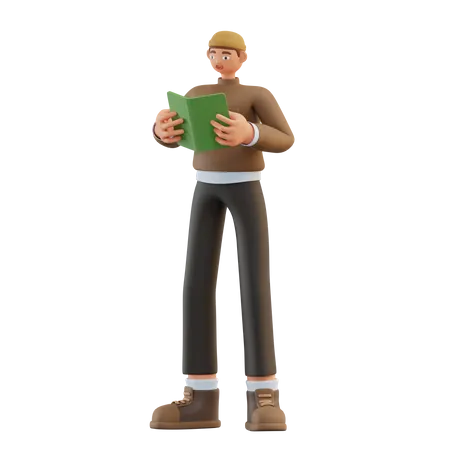 Man Reading Book  3D Illustration