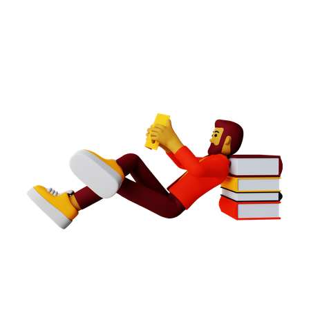 Man reading Book  3D Illustration