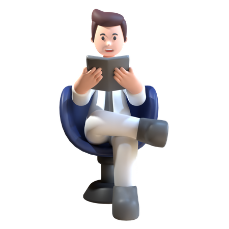 Man Reading Book  3D Illustration