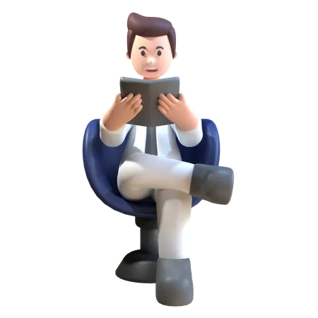 Man Reading Book  3D Illustration