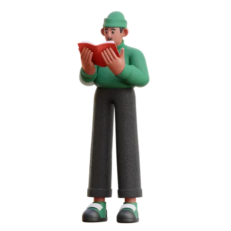 Man reading book  3D Illustration