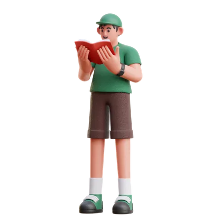 Man reading book  3D Illustration