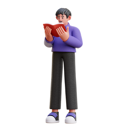 Man reading book  3D Illustration